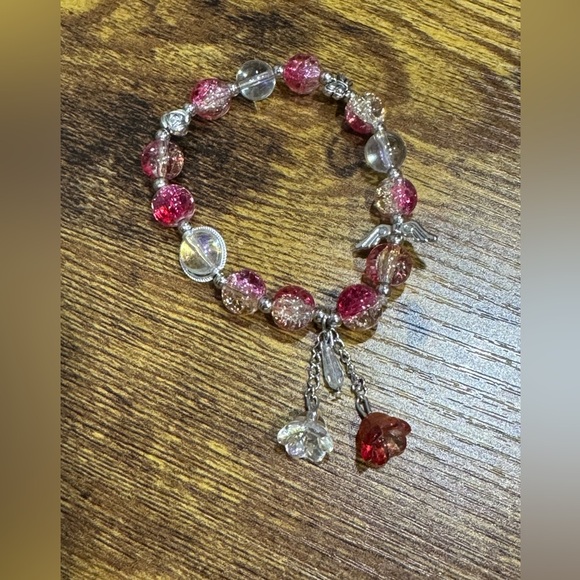 Elegant Pink and Silver Beaded Bracelet - Picture 1 of 3